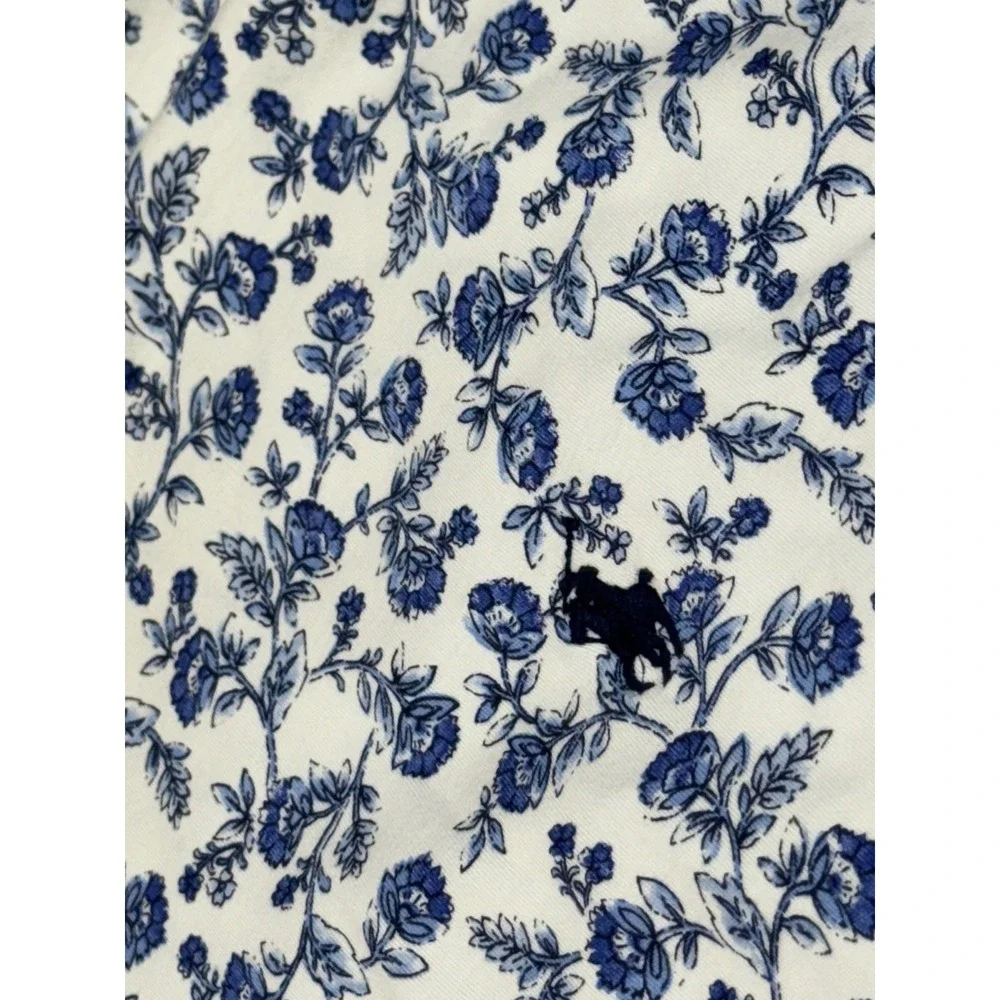 Polo Ralph Lauren Shirt Mens 1XB White Blue‎ All Over Print Floral Pony Classic